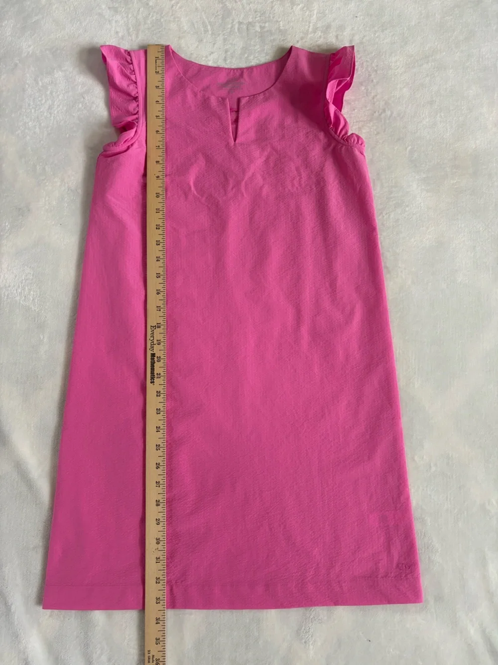 Vineyard Vines Girls Pink Performance Shift Ruffle Dress Flutter Sleeve Size 14